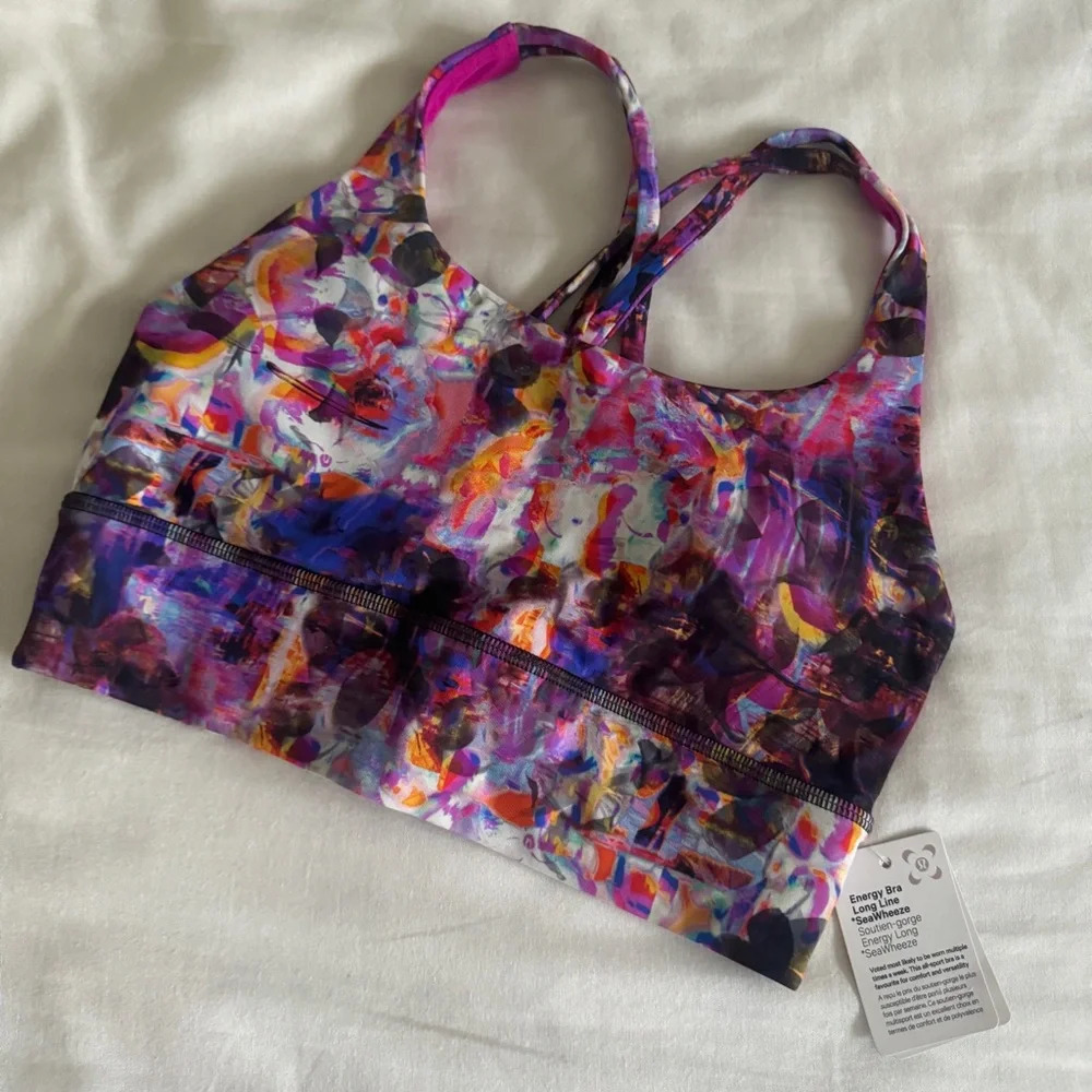 🆕🌈 Lululemon Energy Bra Long Line Seawheeze Flash Floral Multi